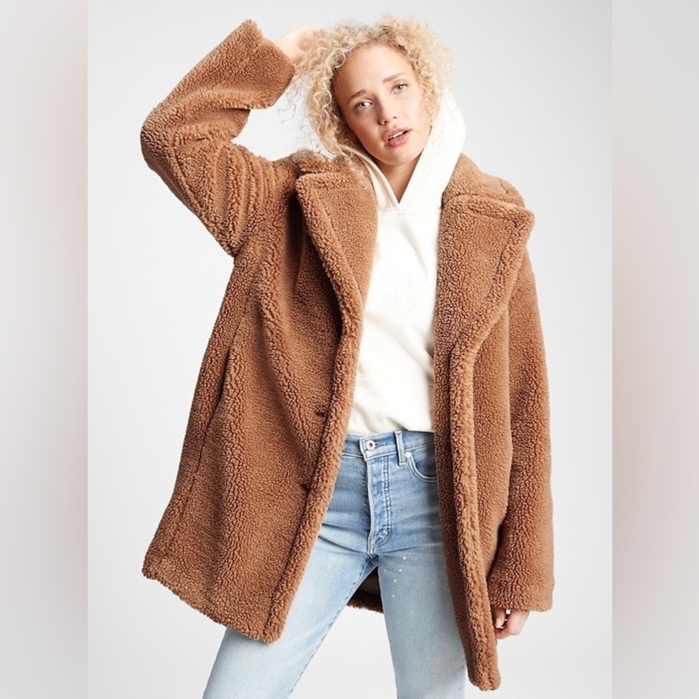 GAP Sherpa Teddy Coat Camel Tan L